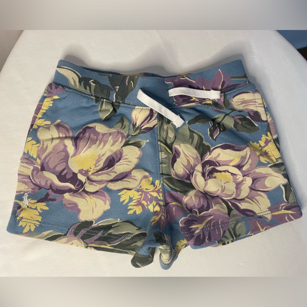Brand New w/ Tags Polo RL Little Girl Floral Short w/ Drawstring Size 5
